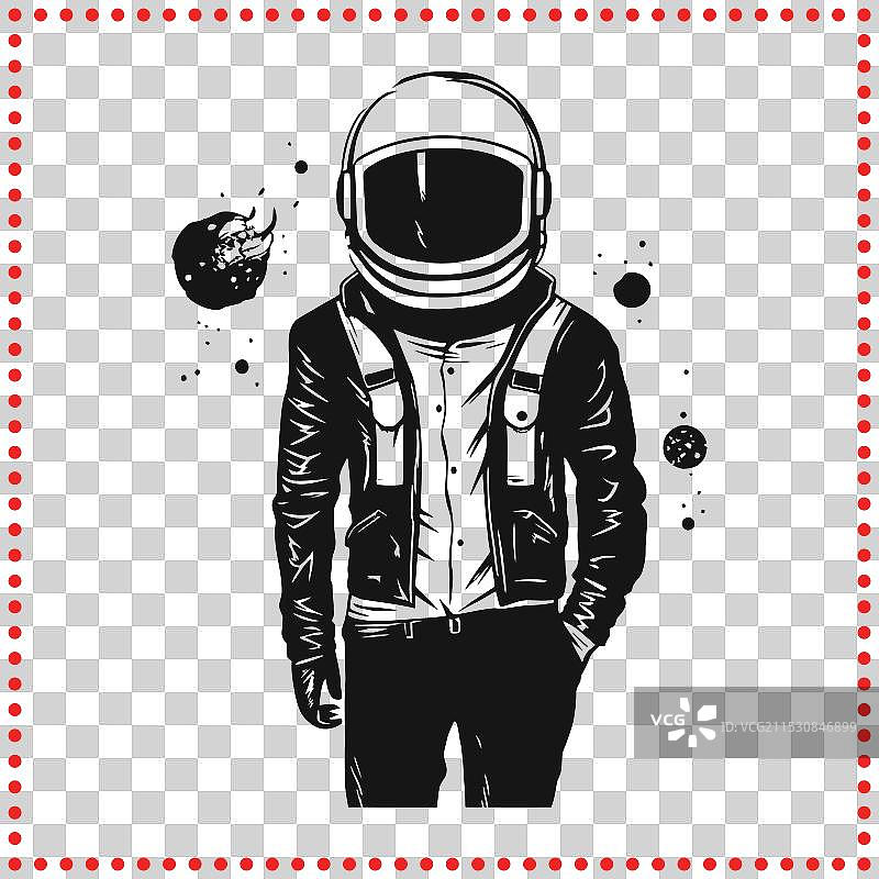 风格化的太空旅行者剪影艺术图片素材