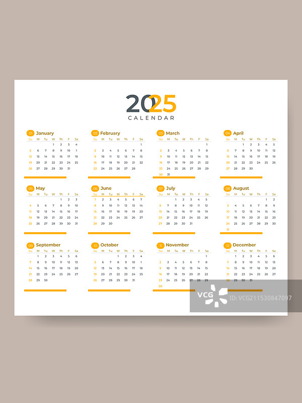 2025年日历设计模板（单页）图片素材