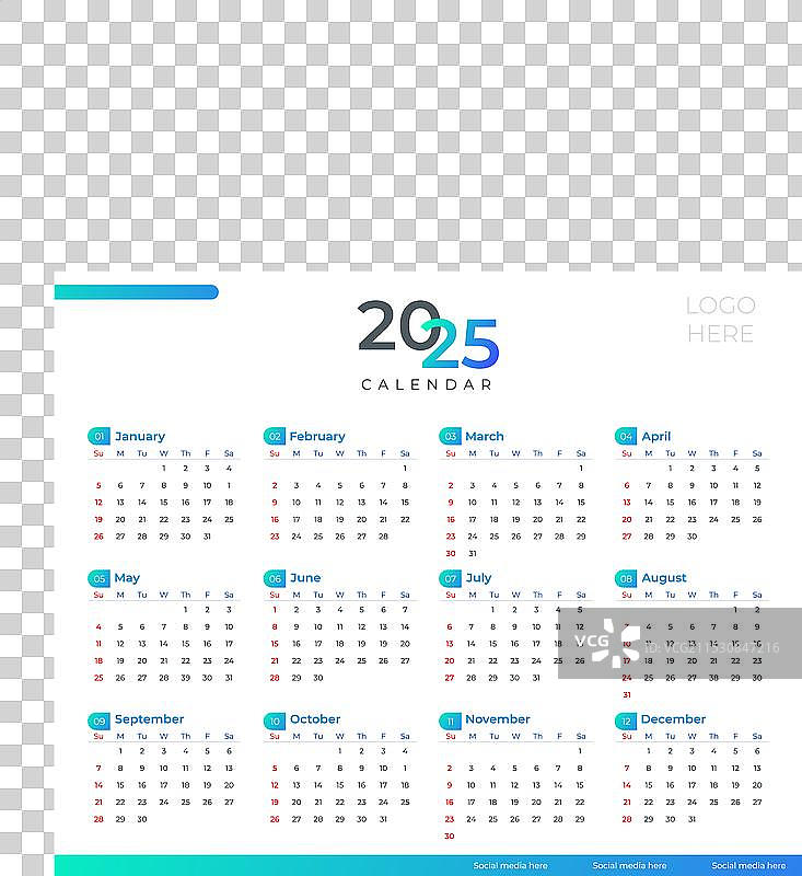 2025年日历设计模板（单页）图片素材