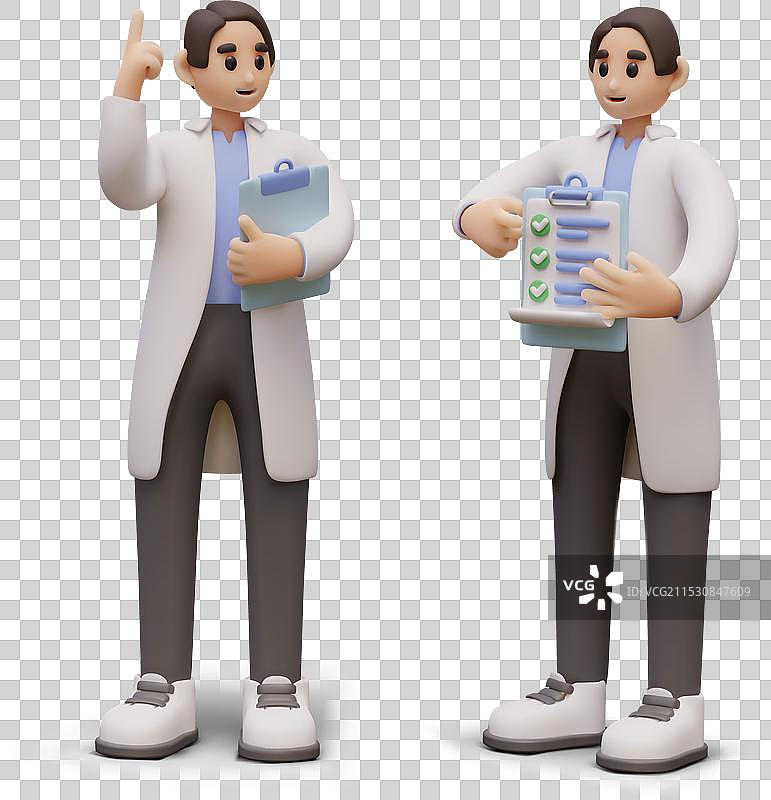 实验室助理与清单，医生进行解释图片素材