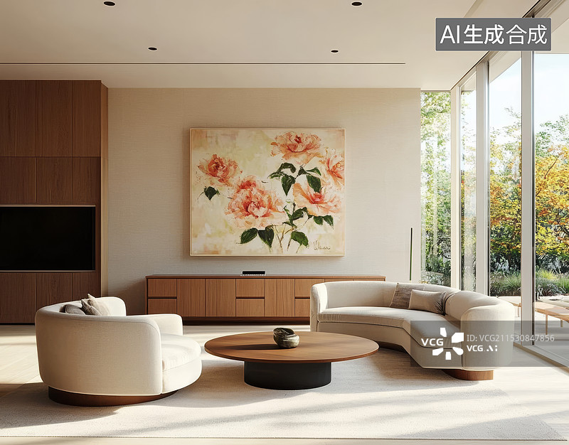 【AI数字艺术】简约风格的客厅图片素材