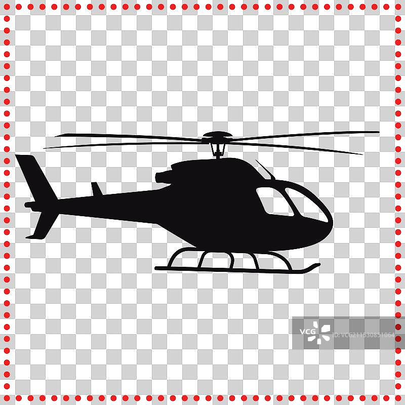 直升机旋翼准备就绪的剪影图片素材