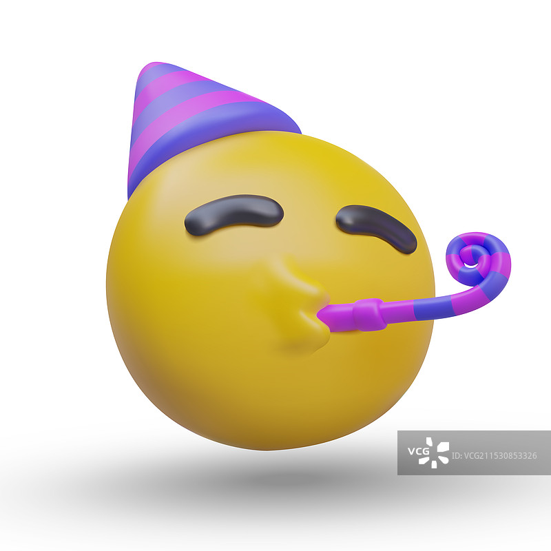 黄色表情符号正在庆祝，圆圆的头部。图片素材