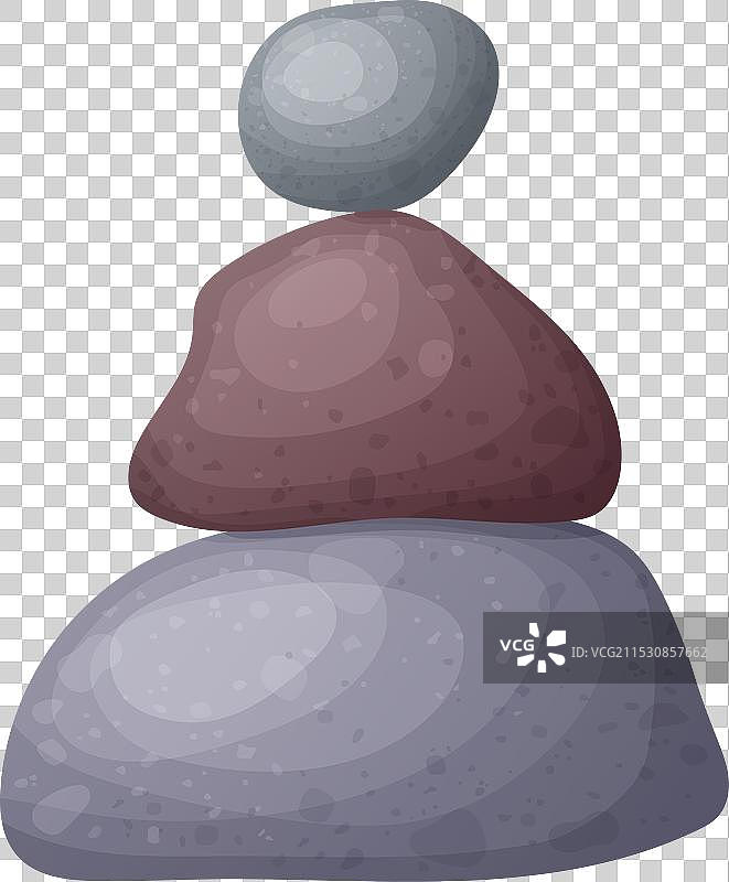 手绘的海滩卵石石头套装，光滑的石头图片素材