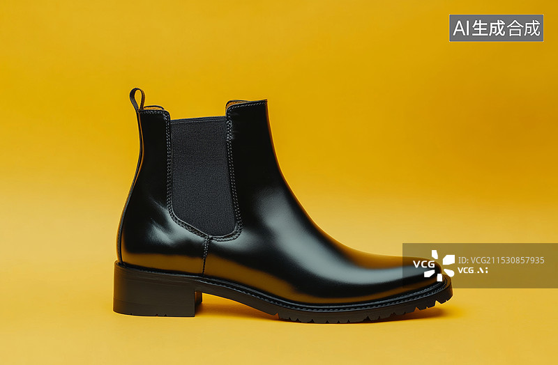 【AI数字艺术】男士黑色皮靴：时尚与舒适的完美结合图片素材