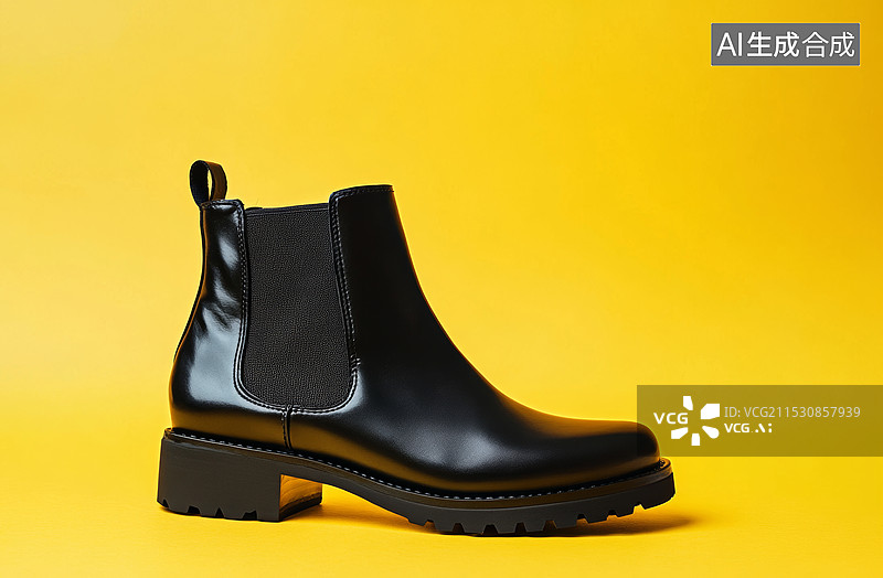 【AI数字艺术】男士黑色皮靴：时尚与舒适的完美结合图片素材
