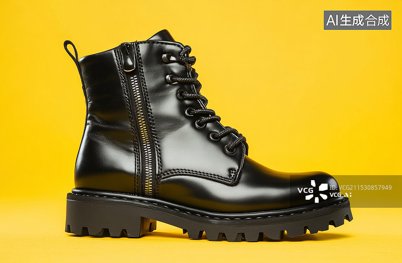 【AI数字艺术】男士黑色皮靴：时尚与舒适的完美结合图片素材