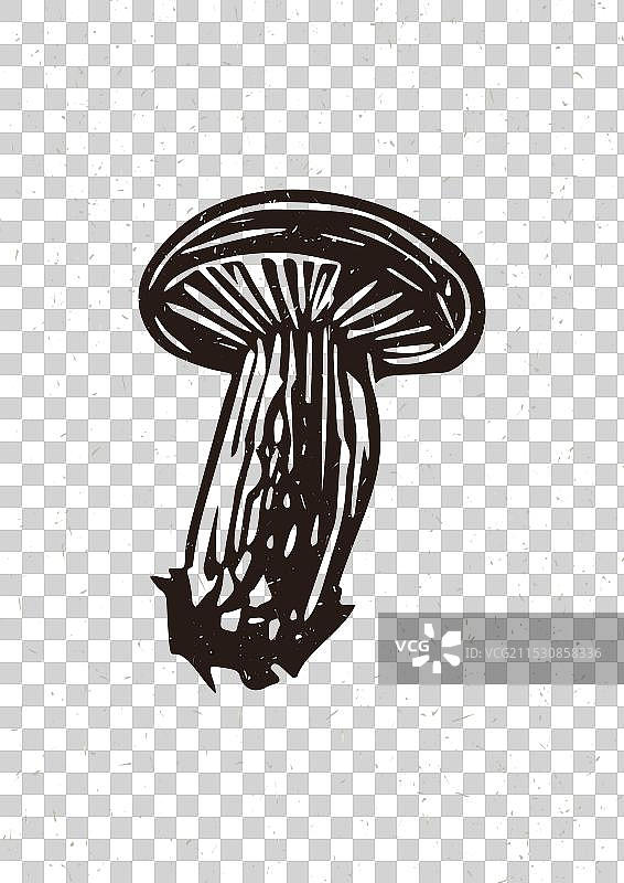 手工制作的版画蘑菇图案剪贴画图片素材