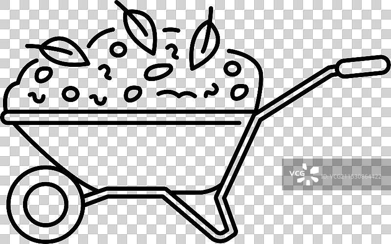 堆肥的轮式手推车彩色线条图标图片素材