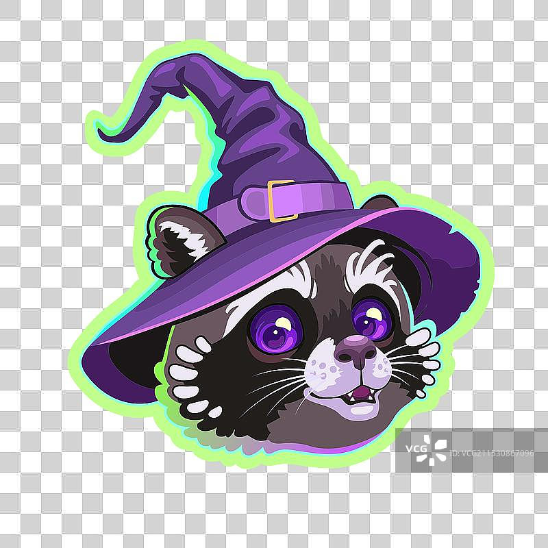 可爱的戴帽子浣熊插画图片素材