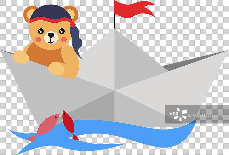 纸船里的海盗泰迪熊图片素材