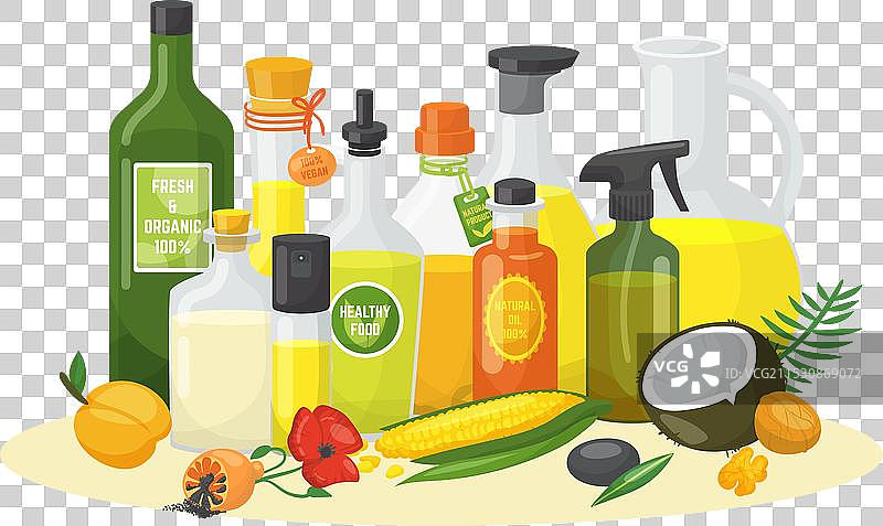 有机食品用的初榨植物油瓶图片素材