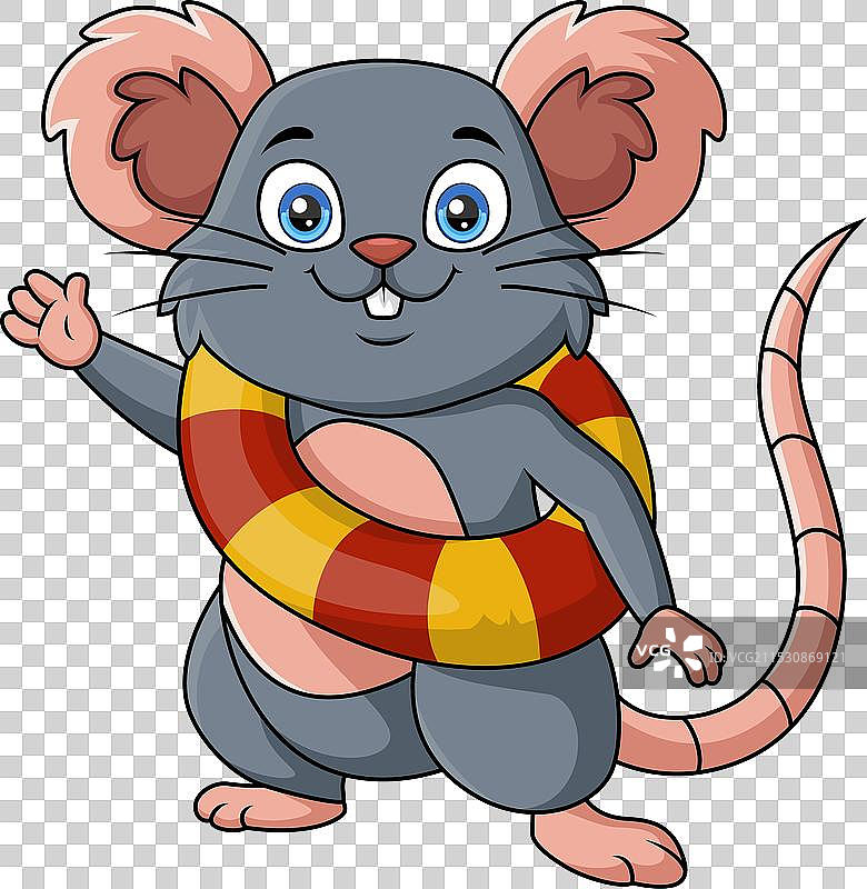 可爱的卡通老鼠与充气橡胶圈图片素材