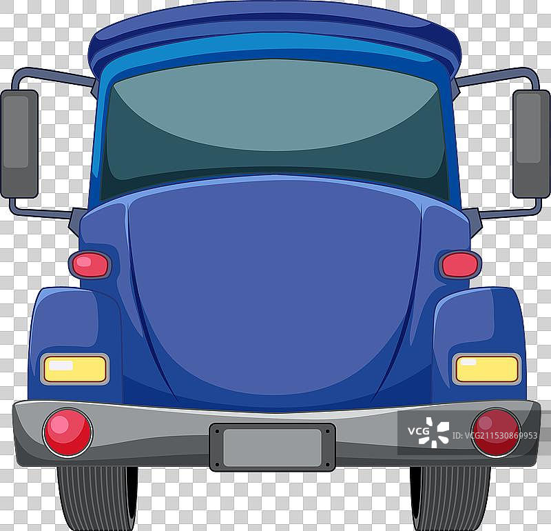 蓝色卡通风格车辆的后视图图片素材