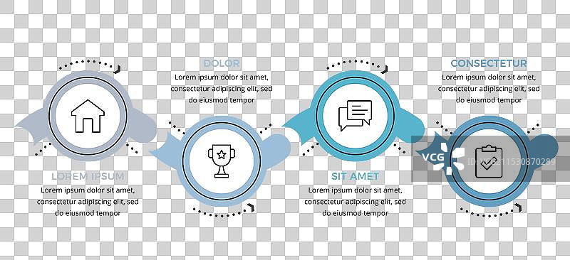 带有4个相连圆圈的信息图模板图片素材