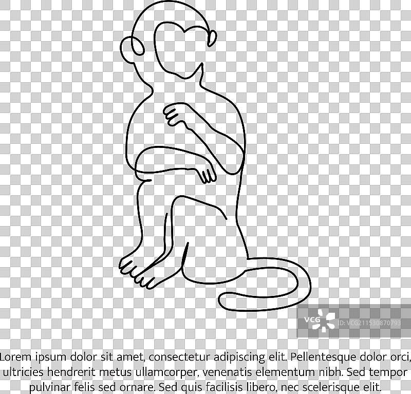 猴子线条设计野生动物装饰元素图片素材