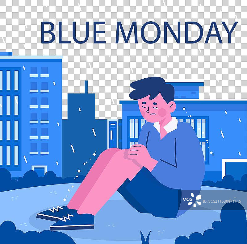 孤独的蓝色星期一，背景为白色图片素材