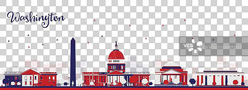 华盛顿特区的城市天际线与彩色建筑图片素材
