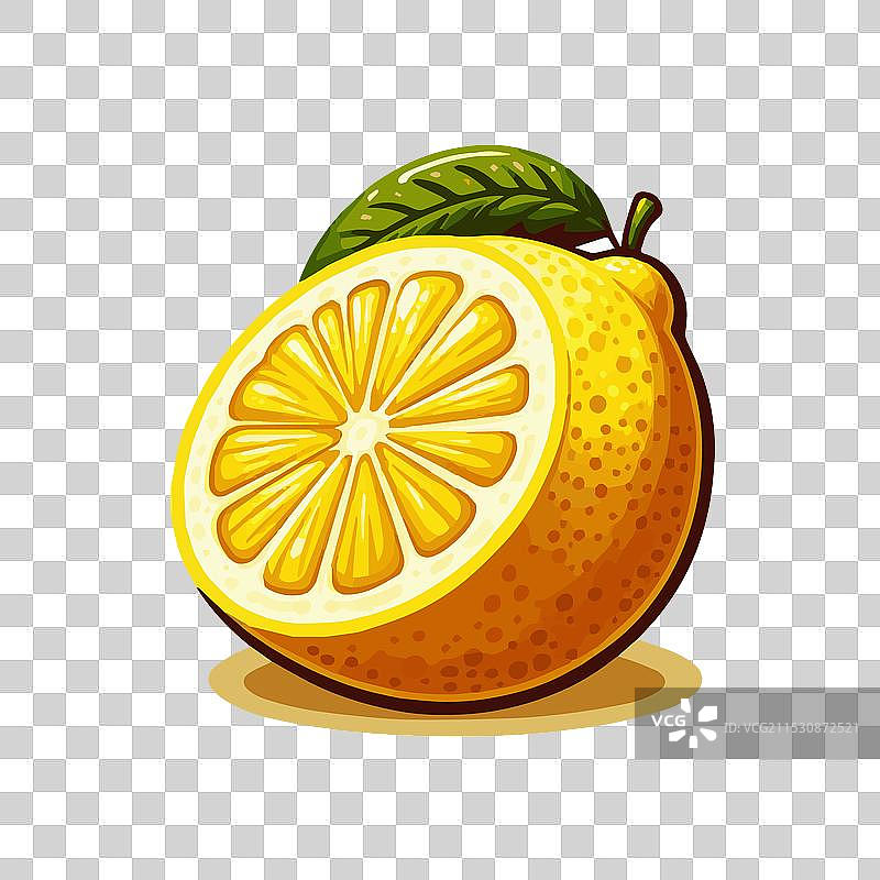 新鲜的黄色柠檬片，白色背景图片素材