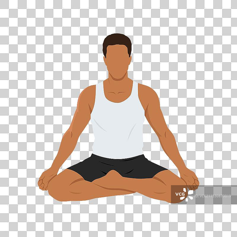 年轻男子在做成就式或坐姿瑜伽图片素材