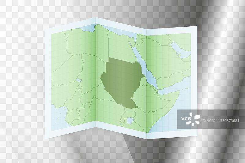 折叠的纸上有苏丹地图图片素材