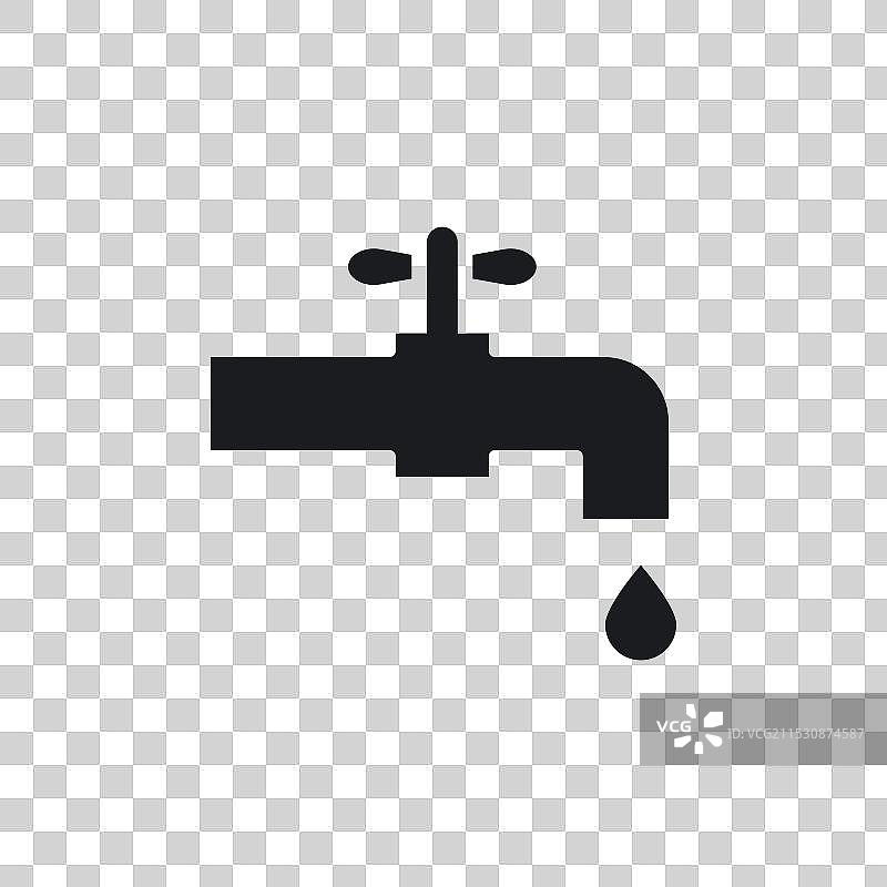 水龙头滴水图标，背景为白色图片素材