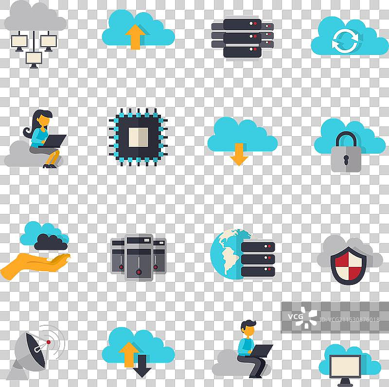 云计算扁平图标集图片素材