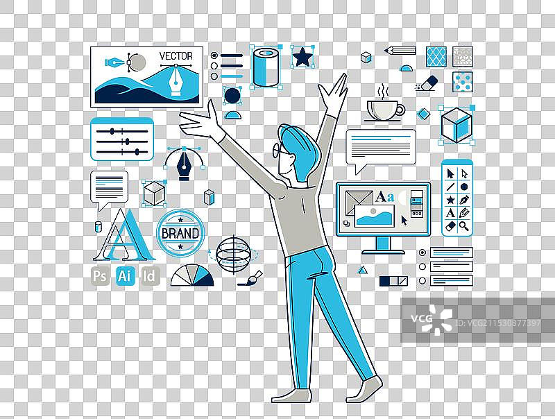 平面设计师正在进行一些创意工作图片素材