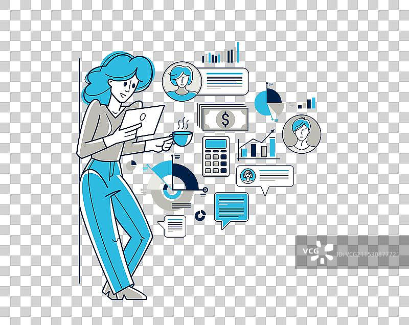 忙碌的女商人正在进行一些商业工作图片素材