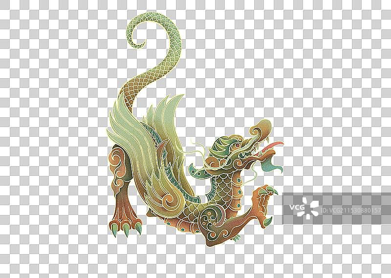 插画 国潮 青铜神兽 飞龙图片素材