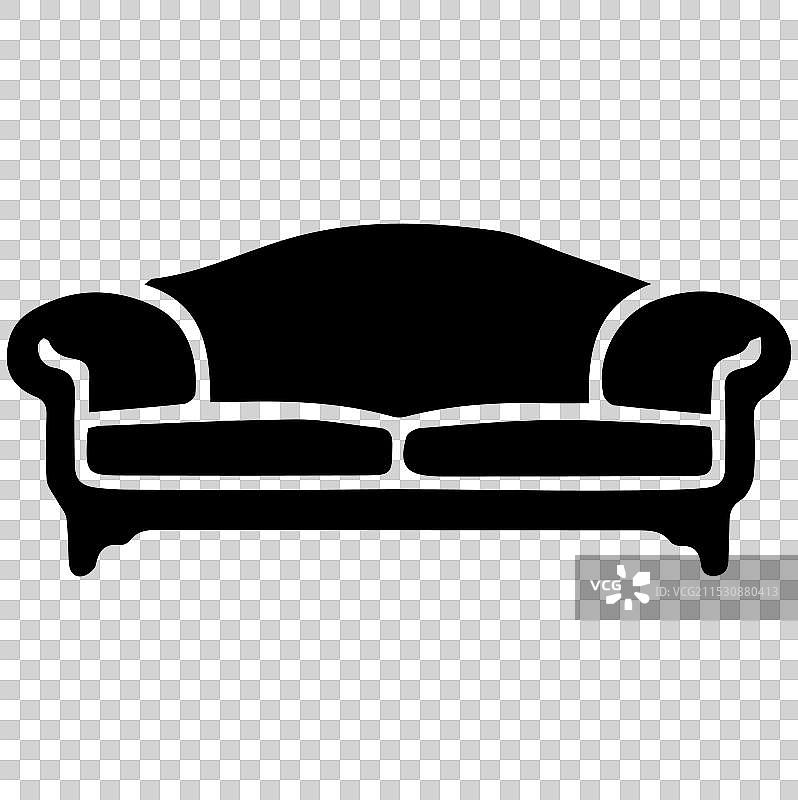 白色背景上的沙发图标轮廓图片素材