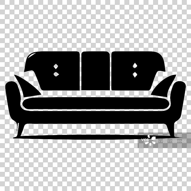 白色背景上的沙发图标轮廓图片素材