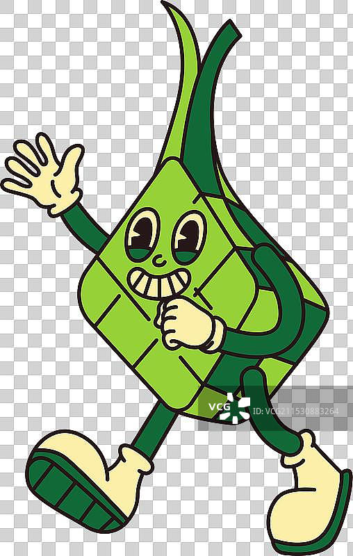 与椰浆饭吉祥物一起庆祝开斋节图片素材