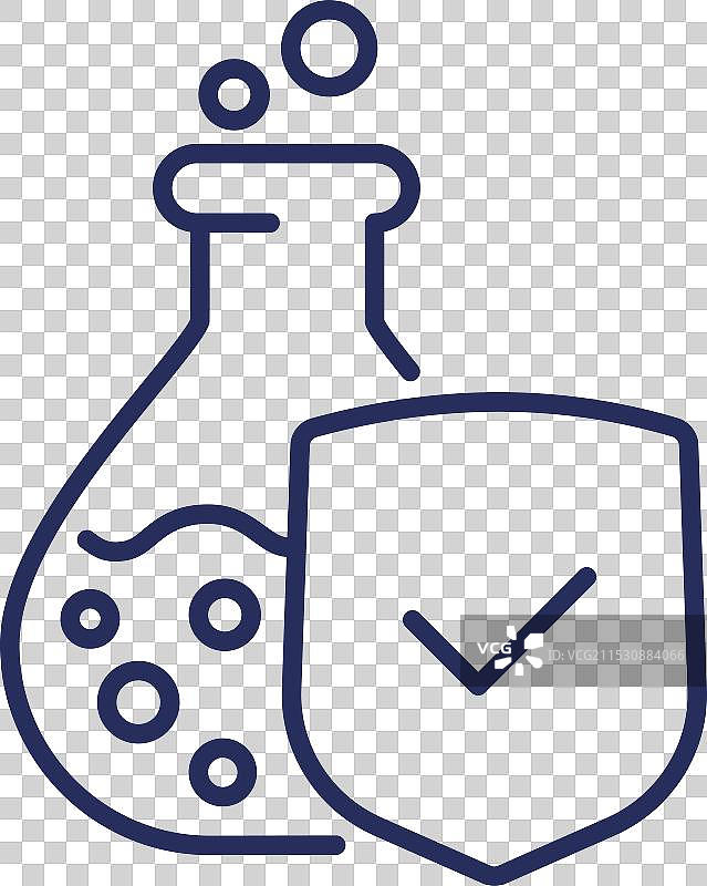 化学耐受性线条图标与盾牌图片素材