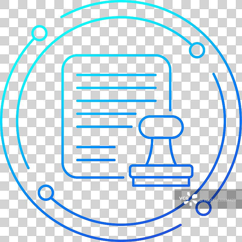 公证人图标印章和文件线性设计图片素材