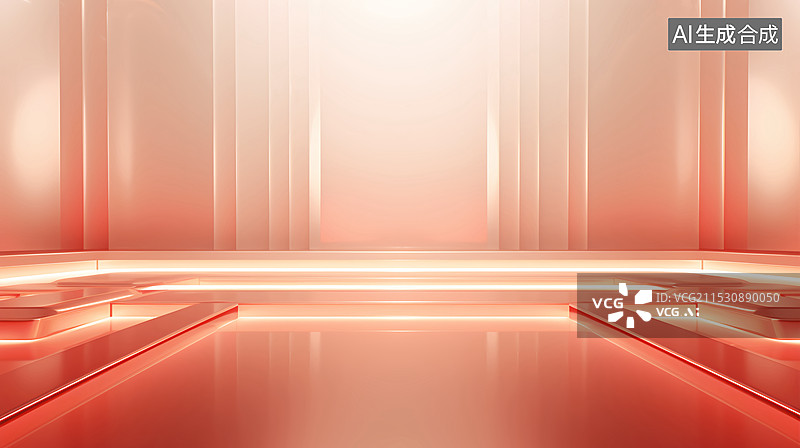 【AI数字艺术】春节电商年货产品展台红色新年舞台场景图片素材