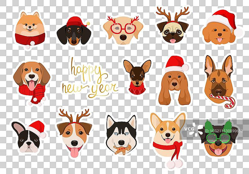 一套圣诞贴纸图片素材