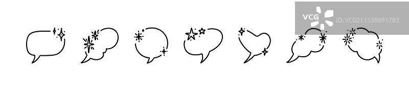 涂鸦星星对话气泡套装，简单边框框架图片素材