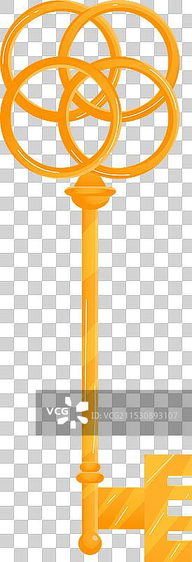 顶部有复杂环形设计的金钥匙图片素材