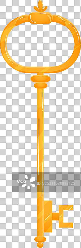 带有装饰性把手的金色古董钥匙图片素材