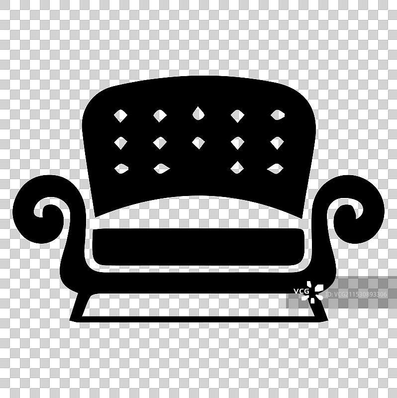 白色背景上的沙发图标轮廓图片素材