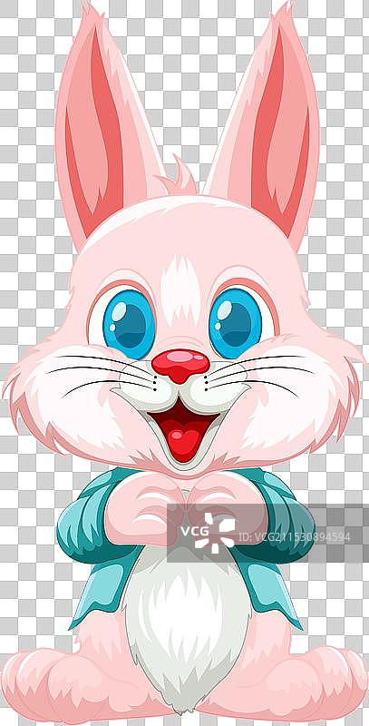 可爱的卡通兔子开心地微笑图片素材