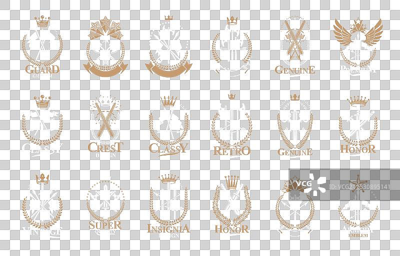 复古武器标志或徽章的纹章设计图片素材