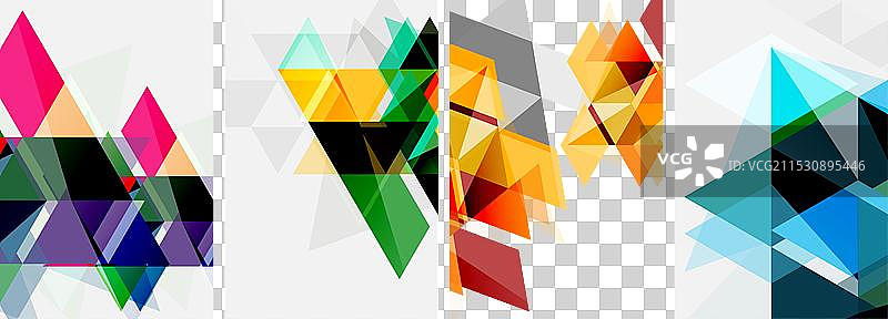 五颜六色的明亮三角形，具有多种颜色和图片素材