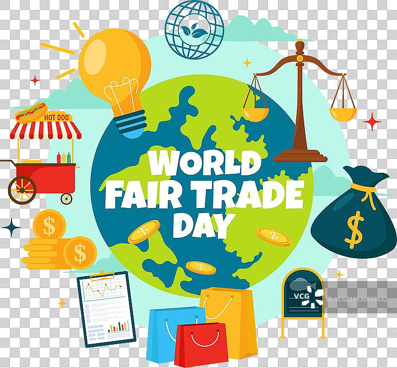 5月11日的世界公平贸易日与金币图片素材