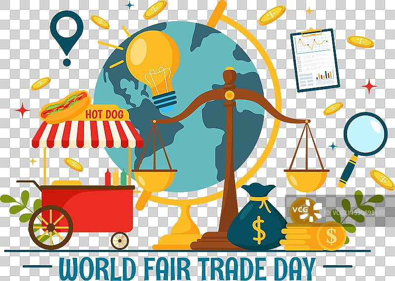 5月11日的世界公平贸易日与金币图片素材