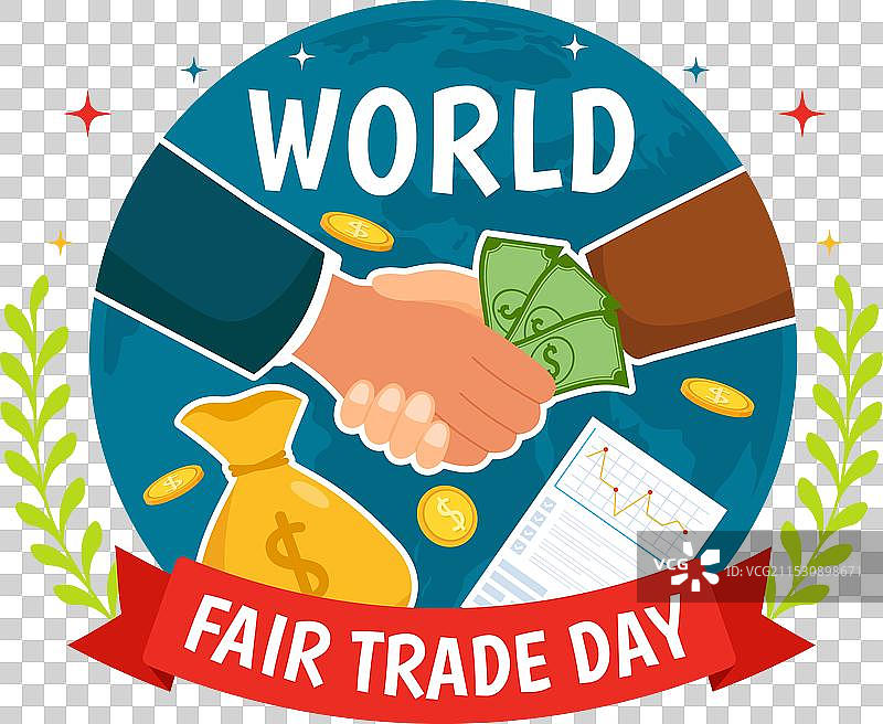 5月11日的世界公平贸易日与金币图片素材