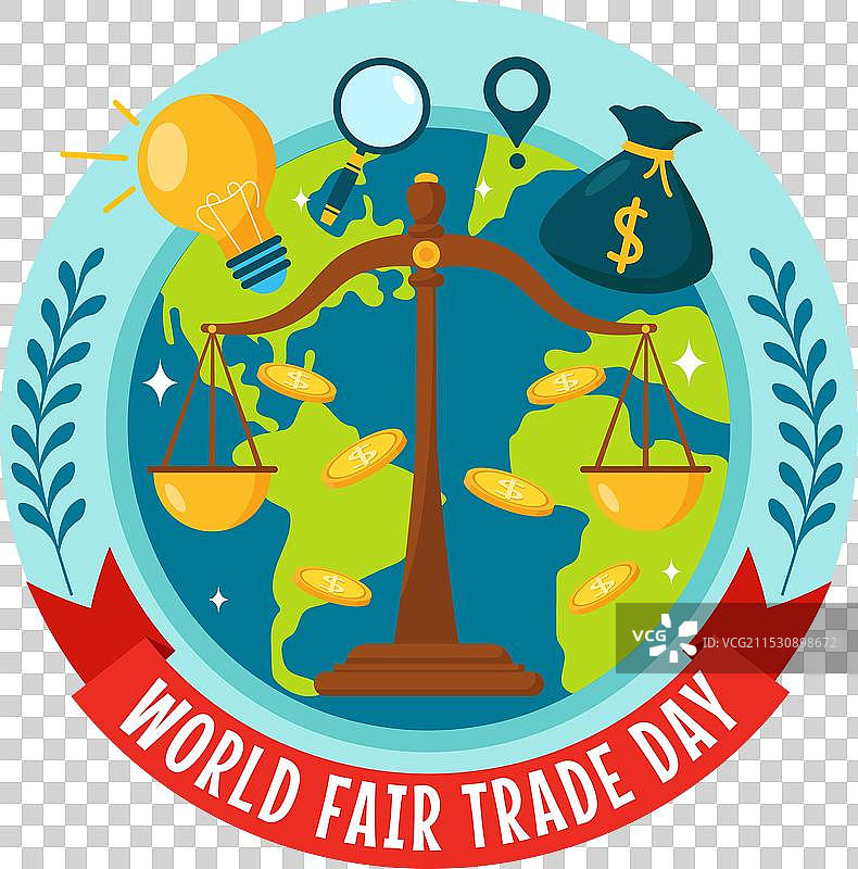 5月11日的世界公平贸易日与金币图片素材