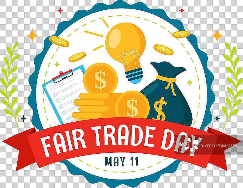 5月11日的世界公平贸易日与金币图片素材