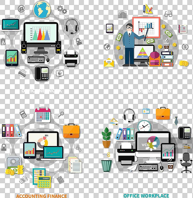 办公室工作场所 2x2 设计概念图片素材